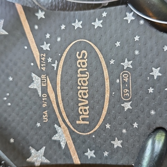 NWT Havaianas STARS Slim Metallic Print Flip Flop size 9/10 - Picture 2 of 6